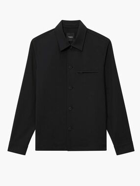 NWOT  Theory Overshirt Precision Ponte Jacket Mens Large Black Wicking Stretch